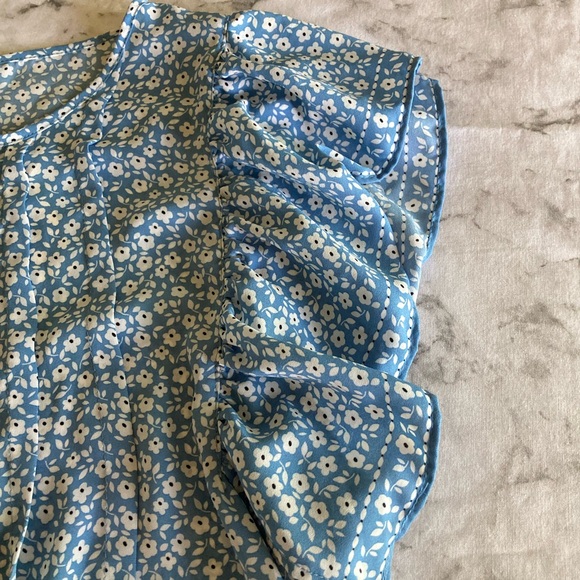 Blue Floral Ruffle Blouse - Picture 2 of 9